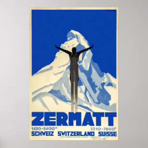 Póster Zermatt, Suiza, Poster de esquí