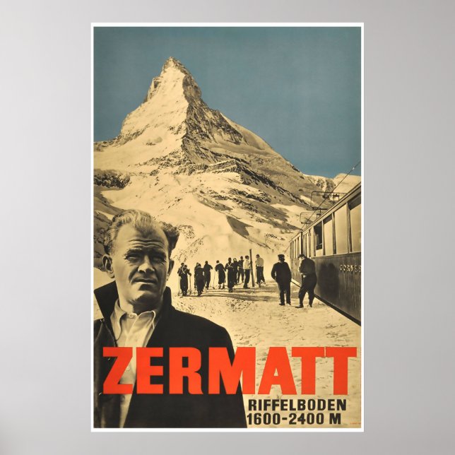 Póster Zermatt, Suiza, Poster de esquí (Frente)