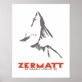 Póster Zermatt, Valais, Switzerland, Ski Poster