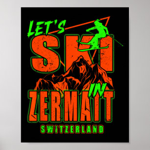 Póster Zermatt Vamos a Esquiar Esquí Alpino Alpes Suizos 