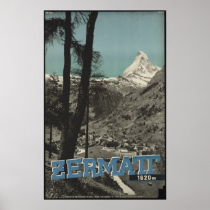 Póster Zermatt Vintage Poster de viajes Ad Retro Impresio