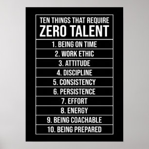 Póster Zero Talent Required - Success Motivational