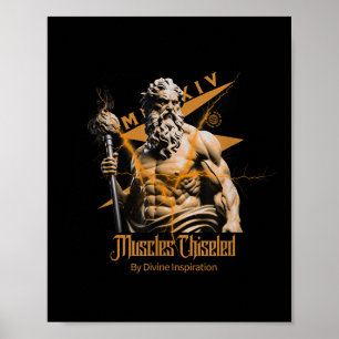 Póster Zeus Dioses Griegos Trueno Mitología Gimnasio Moti