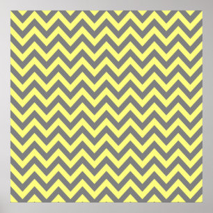 Póster Zigzag amarillo y gris