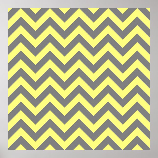 Póster Zigzag amarillo y gris (Frente)