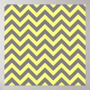 Póster Zigzag gris y amarillo