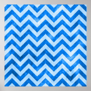Póster Zigzag Grunge Azul