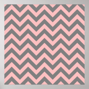 Póster Zigzag rosa y gris