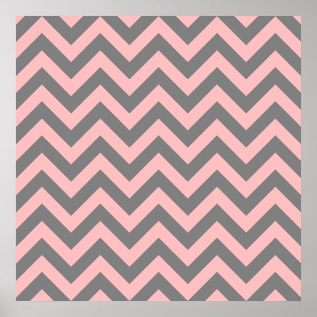 Póster Zigzag rosa y gris (Frente)