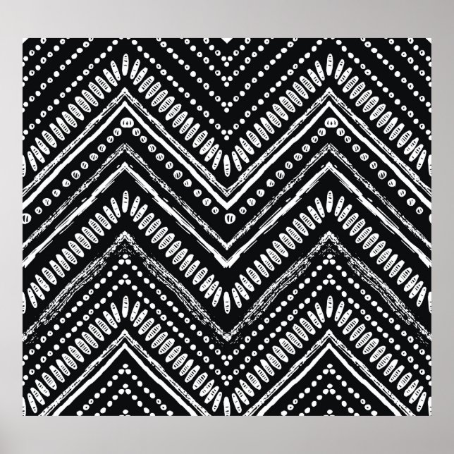 Póster Zigzag Stripes: Étnica de mano detenida (Frente)