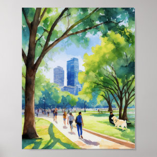 Póster Zilker Park Austin Texas Watercolor