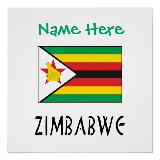 Póster Zimbabwe Bandera de Zimbabwe Verde Personalizada  (Anverso)