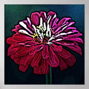 Póster Zinnia Woodcut