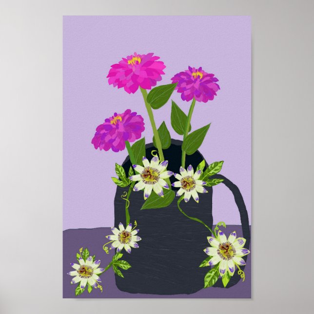 Póster Zinnia y Poster de flores de pasión (Frente)