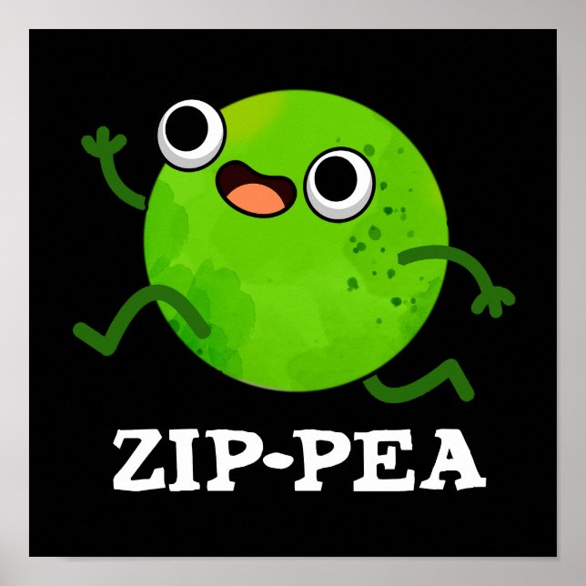 Póster Zip-pea Funny Zippy Pea Pun Dark BG (Frente)