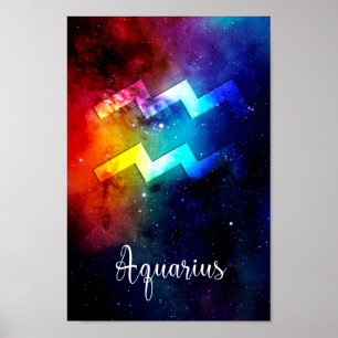 Póster Zodiac : Aquarius Space Rainbow Poster