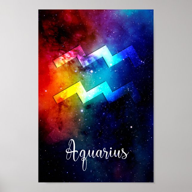 Póster Zodiac : Aquarius Space Rainbow Poster (Frente)