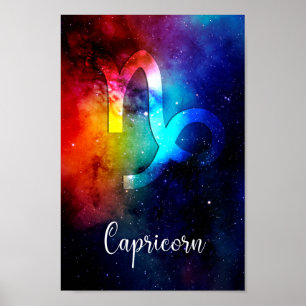 Póster Zodiac : Arcoiris espacial Capricornio