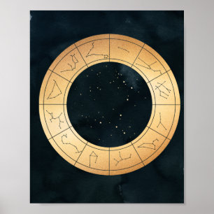 Póster Zodiac, Astrología, Estrellas solares de la Luna P