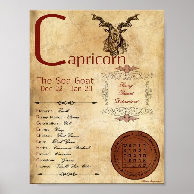 Póster ZODIAC CAPRICORN POSTER de Rótulo de parto (Frente)