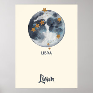 Póster Zodiac Celestial Libra Nursery Wall Art