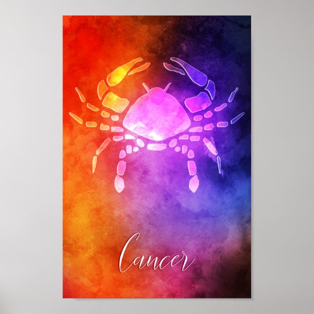 Póster Zodiac: Colores de caramelos coloridos de cáncer (Frente)