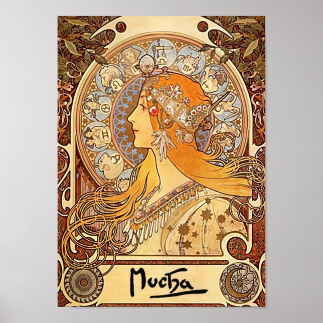 Póster Zodiac de Alfons Mucha - Art Nouveau (Frente)