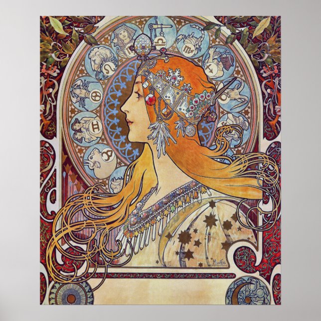 Póster Zodiac de Alphonse Mucha (Frente)