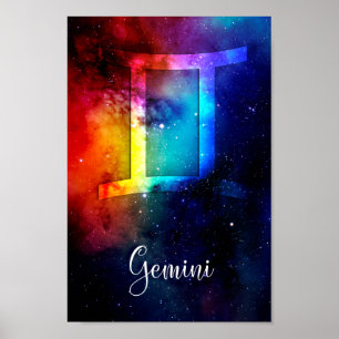 Póster Zodiac : Espacio arcoiris Gemini