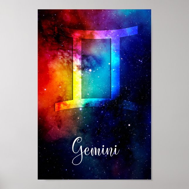 Póster Zodiac : Espacio arcoiris Gemini (Frente)