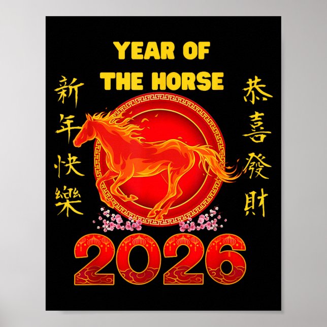 Póster Zodiac Horse Chinese Lunar New Year 2026  (Frente)