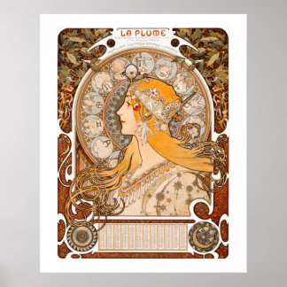 Póster Zodiac La Plume por Alphonse Maria Mucha