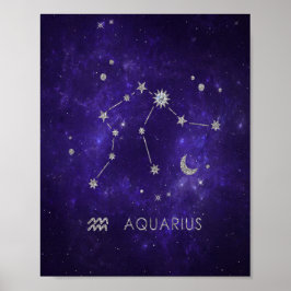 Póster Zodiac Purple Aquarius | Horoscopio astrológico