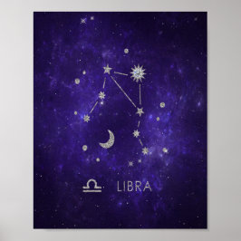 Póster Zodiac Purple Libra | Horoscopio Astrológico Cósmi