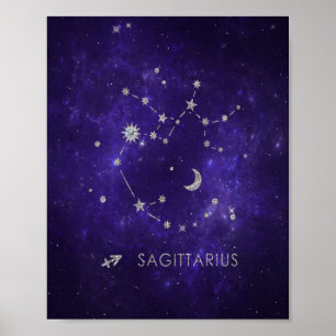 Póster Zodiac Purple Sagittarius   Horoscopio astrológico