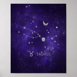Póster Zodiac Purple Taurus | Horoscopio Astrológico Cósm