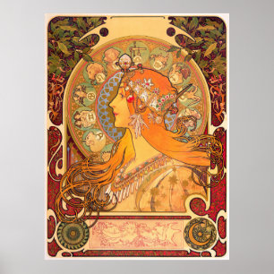 Póster Zodiaco, 1896 por Alphonse Mucha