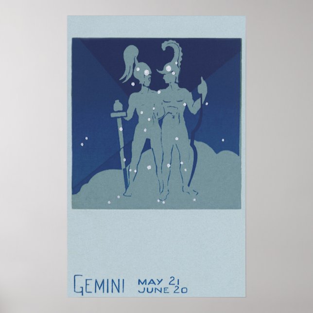 Póster Zodiaco Astrología Géminis Constelación Gemela Vin (Frente)