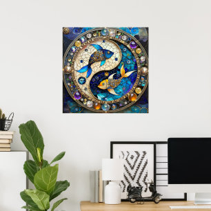 Póster Zodiaco - Pez Piscis Yin y Yang
