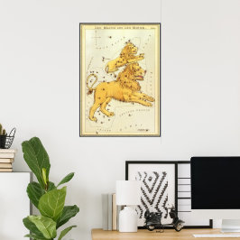 Póster Zodiaco vintage, Constelación León Astrológica