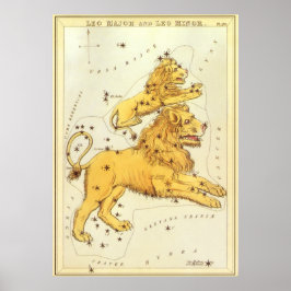 Póster Zodiaco vintage, Constelación León Astrológica