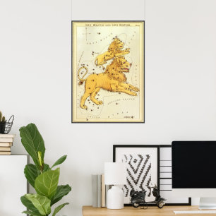 Póster Zodiaco Vintage, Leo León Constelación Astrología