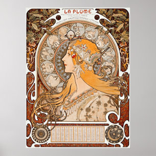 Póster Zodiaque de Alphonse Maria Mucha o La Plume