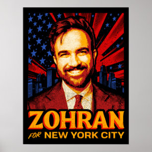 Póster Zohran Mamdani para alcalde de Nueva York eleccion