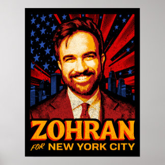 Póster Zohran Mamdani para alcalde de Nueva York eleccion