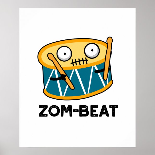 Póster Zom-beat Funny Halloween Zombie Drum Pun (Frente)