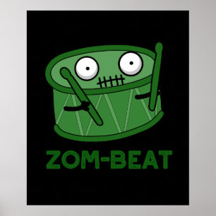 Póster Zom-beat Funny Zombie Drum Pun Dark BG