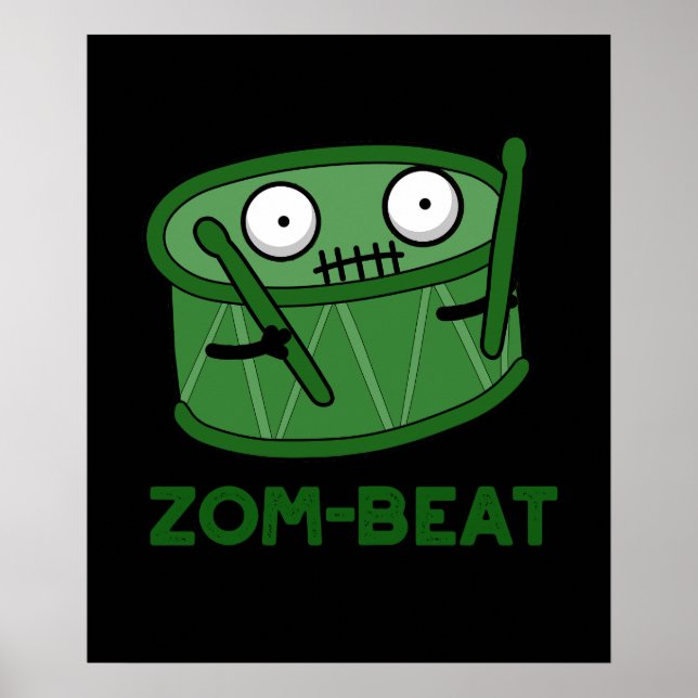 Póster Zom-beat Funny Zombie Drum Pun Dark BG (Frente)