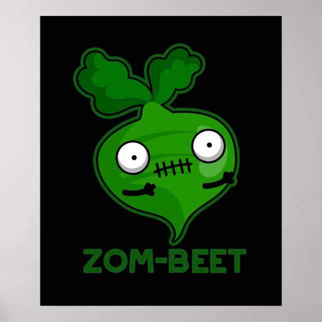 Póster Zom-beet Funny Zombie Beet Pun Dark BG (Frente)