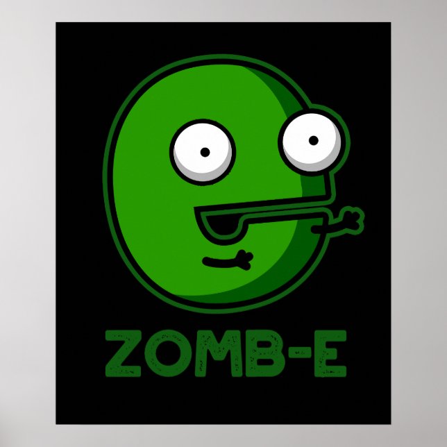 Póster Zom-E Funny Zombie Alphabet E Pun Dark BG (Frente)